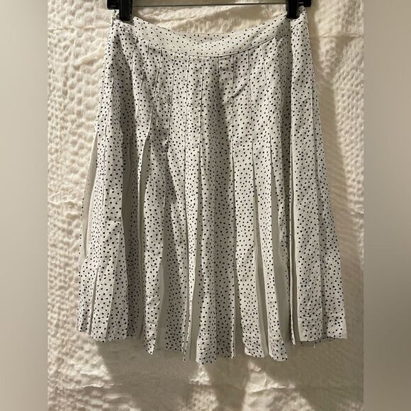 NWT Seven For All Mankind Pleated skirt White with black spot small retail $345 - Picture 2 of 13
